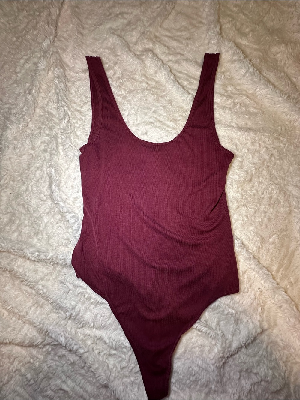 vestique Burgundy Scoop-Neck One-Piece Bodysuit